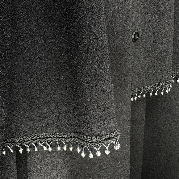 Positive Attitude 1X plussize formal black textured dress + beaded fringe jacket - Picture 7 of 10